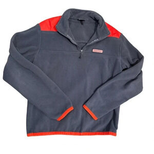 🧢 Vineyard Vines Quarter Zip Fleece‎ Pullover 🐳 Men’s Small Navy & Red